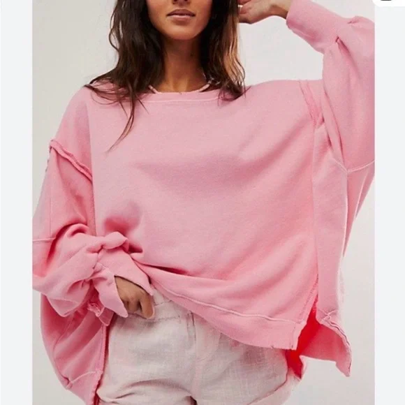 FREE PEOPLE Camden sweatshirt pink size XS - Picture 2 of 4